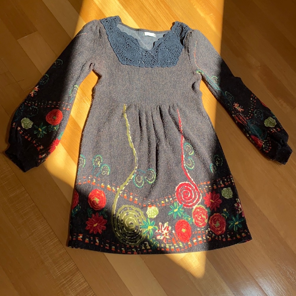Lovely wool blend dress Brown/Black detail
